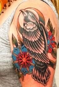 shoulder color old school crow ຮູບແບບ tattoo