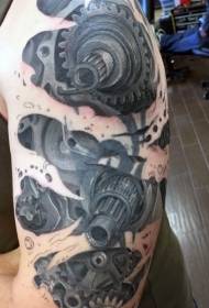 Spalle nero 3D mudellu di tatuaggio meccanicu