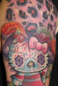 skouderkleur Meksikaanske tradisjonele Hello Kitty tatoeëringsfoto