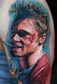shoulder color Brad Pitt movie hero portrait tattoo