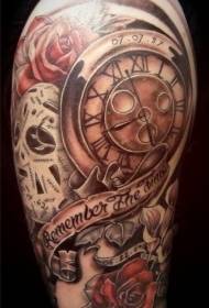 плечо цветной цветок плеча с татуировкой старого колокола