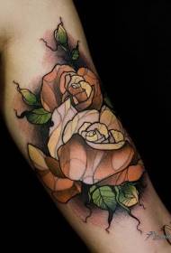 skulder ny skole stil farget rose tatovering bilde