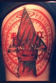 modèle de tatouage épaule rouge mystérieux montagne silencieuse
