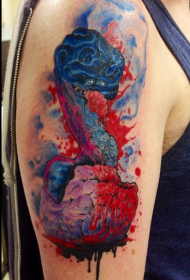 shoulder color scary blood snake tattoo pattern