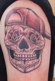 Shoulder Mexican smile skull tattoo pattern