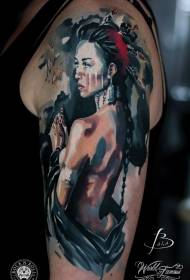 färg axel frestelse naken kvinna tatuering mönster