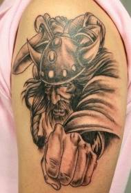 shoulder black and brown pirate attack tattoo pattern