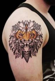 необичен дизајн полу-реална полу-декоративна тетоважа на лавови