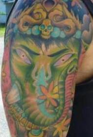 shoulder color angry Ganesha tattoo pattern