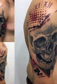 PS image processing software style color big clock skull tattoo picture
