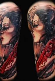 yllustraasje fan skouderkleurstyl geisha tattoo patroan