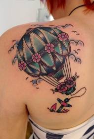 shoulder old school color hot air balloon tattoo picture