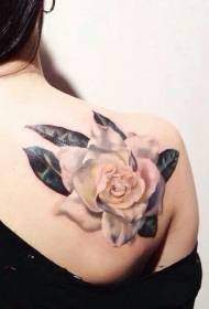 Surface realistic white rose tattoo pattern