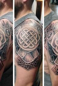Celtic style colored armor shoulder tattoo pattern
