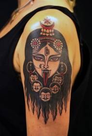 Shoulder Spectacular Color Devil's Woman Tattoo Pattern