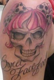 váll színű lány koponya tetoválás minta