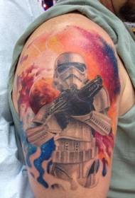 รูปแบบสีไหล่ของ Star Wars Charge Warrior Tattoo