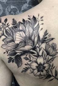 plecu melnbaltie brīnišķīgo ziedu sieviešu tetovējumu attēli