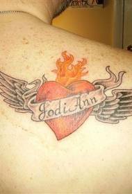 Kolorowe skrzydła na ramionach z wzorem tatuażu miłości