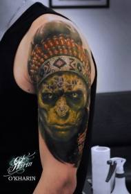 Shoulder ფერი creepy ინდური zombie tattoo