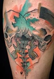 акварэльны стыль пацешны малюнак татуіроўкі чэрапа чалавека