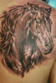 image de tatouage de cheval réaliste épaule brune