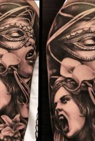 arm brown two female vampire tattoo pattern