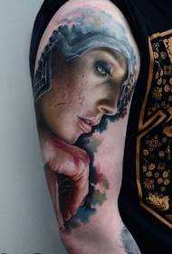 plecu krāsa asiņainas sievietes portreta tetovējums modelis