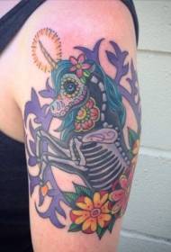 shoulder color Mexican style unicorn tattoo pattern