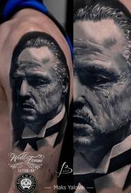 arm black gray European and American men's portrait tattoo pattern