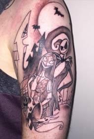 рамо кафяво романтично чудовище двойка с картина татуировка на прилеп