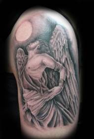 retro photo style Icarus statue with sun tattoo Pattern