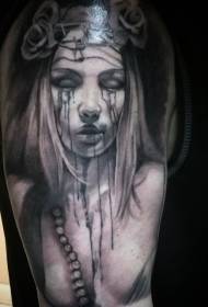 Schulter grau Horror-Stil Frau Tattoo-Muster