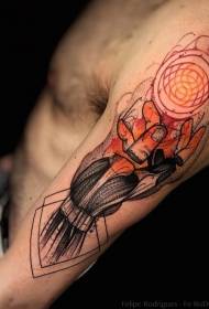 brazo punto pintura estilo colorido círculo mano tatuaje patrón
