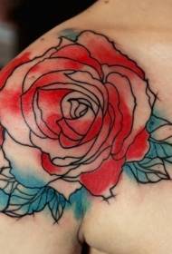 olkapäämuste väri ruusu tatuointi malli