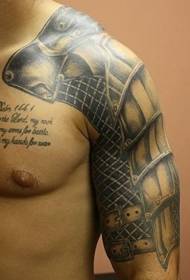 Beautiful realistic armor big arm tattoo pattern