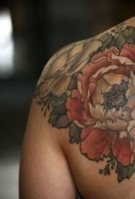 Shoulder color look fashion hibiscus flower tattoo pattern