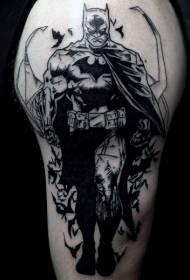 pečių juoda šikšnosparnio žmogaus ir šikšnosparnio tatuiruotės nuotraukos