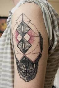 spot style color mysterious ornament with human skull tattoo pattern