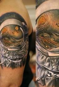 male shoulder spacesuit color tattoo pattern