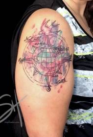 ramena Vodeni uzorak boje globusa tetovaža