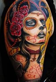 Schulter Farbe Tod Mädchen Tattoo Bild