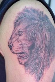 shoulder brown lion head tattoo pattern