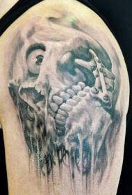 shoulder brown horror movie skull tattoo pattern