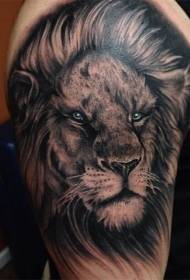 shoulder brown detailed lion head tattoo pattern