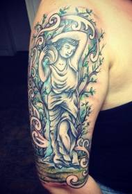 Weird statue tattoo picture of shoulder colored Aquarius