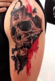 mannelijke schouder rode schedel tattoo patroon