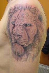shoulder brown old lion tattoo pattern  58984 - Female Shoulder Color Lotus Tattoo Pattern