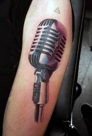 Shoulder big natural color old microphone tattoo picture