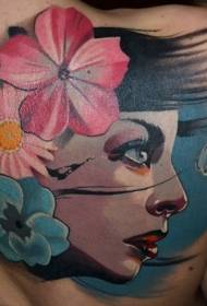 Färben Sie komische Zigeunerfrauen mit Blumentätowierungsmuster